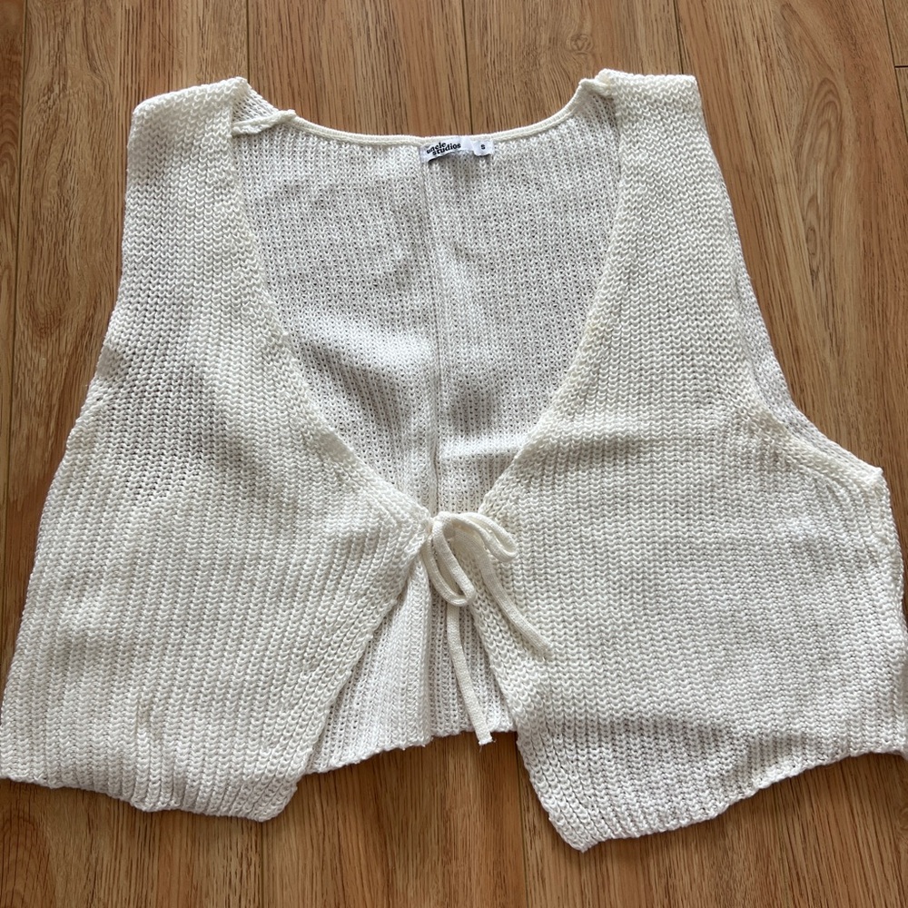 Knit tie front top by uncle studios